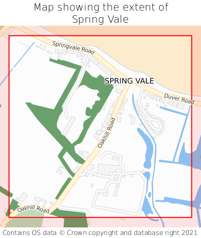 Map showing extent of Spring Vale as bounding box