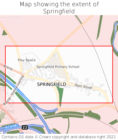 Map showing extent of Springfield as bounding box