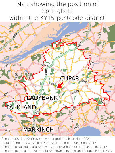 Map showing location of Springfield within KY15