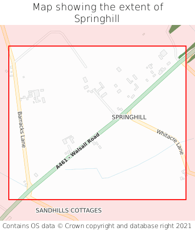 Map showing extent of Springhill as bounding box