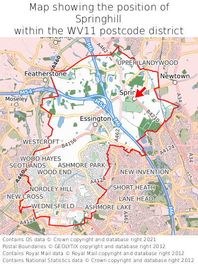 Map showing location of Springhill within WV11