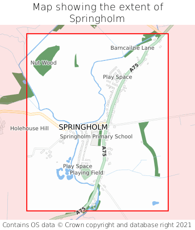 Map showing extent of Springholm as bounding box