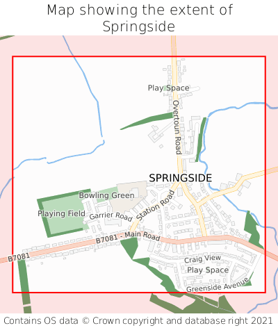 Map showing extent of Springside as bounding box