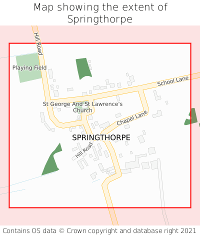 Map showing extent of Springthorpe as bounding box