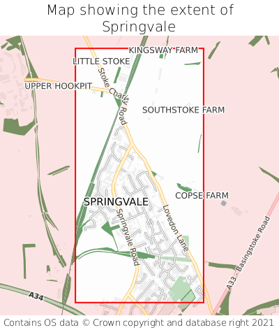 Map showing extent of Springvale as bounding box