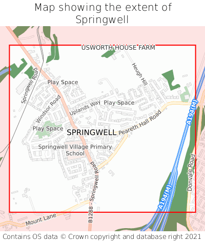 Map showing extent of Springwell as bounding box