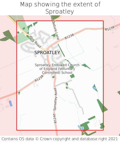 Map showing extent of Sproatley as bounding box