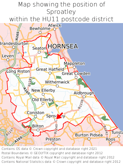Map showing location of Sproatley within HU11