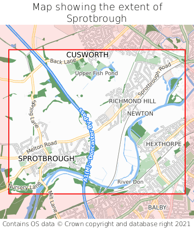 Map showing extent of Sprotbrough as bounding box