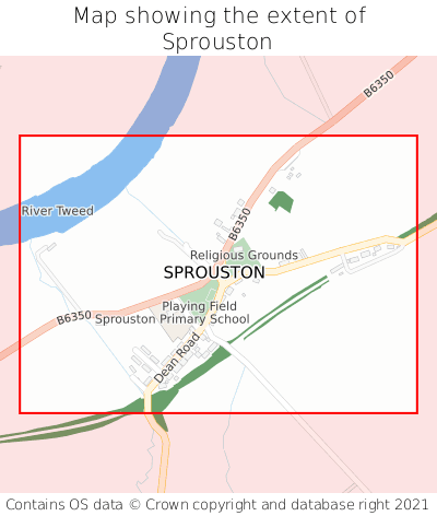 Map showing extent of Sprouston as bounding box