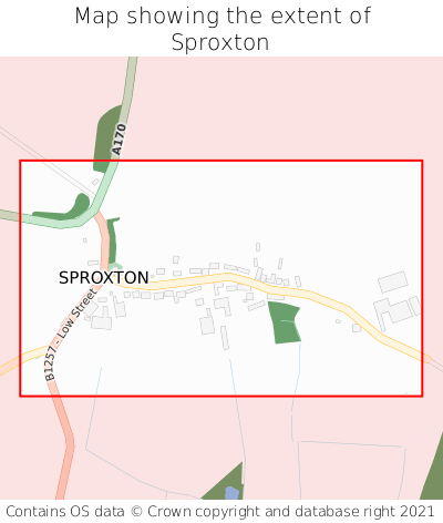 Map showing extent of Sproxton as bounding box