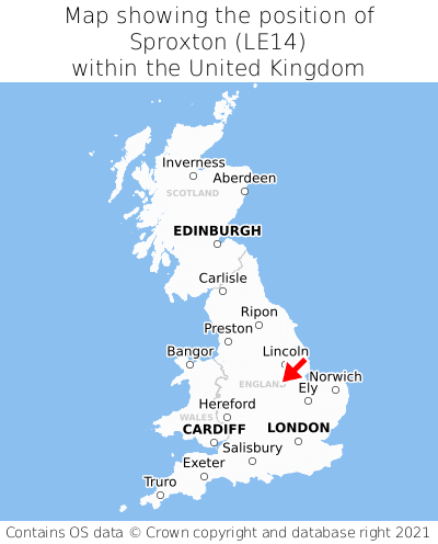 Map showing location of Sproxton within the UK