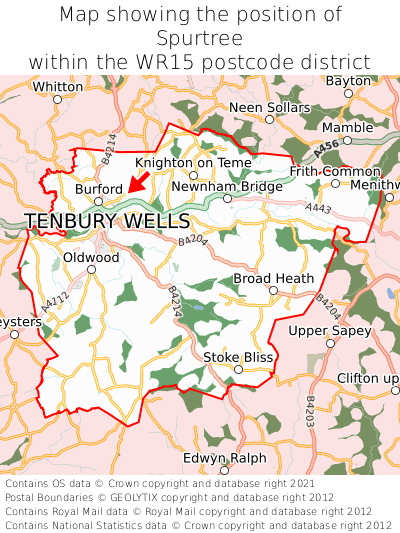 Map showing location of Spurtree within WR15