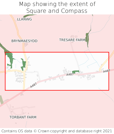 Map showing extent of Square and Compass as bounding box