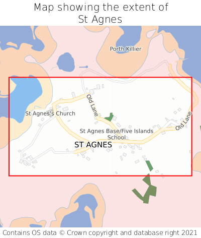 Map showing extent of St Agnes as bounding box