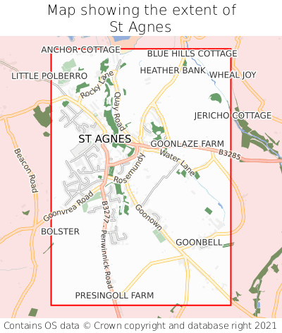 Map showing extent of St Agnes as bounding box