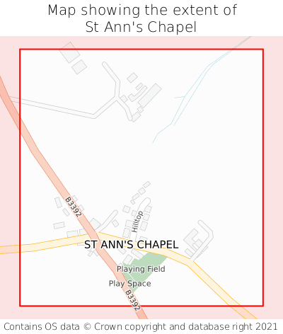 Map showing extent of St Ann's Chapel as bounding box