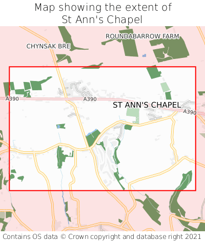 Map showing extent of St Ann's Chapel as bounding box