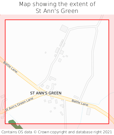 Map showing extent of St Ann's Green as bounding box