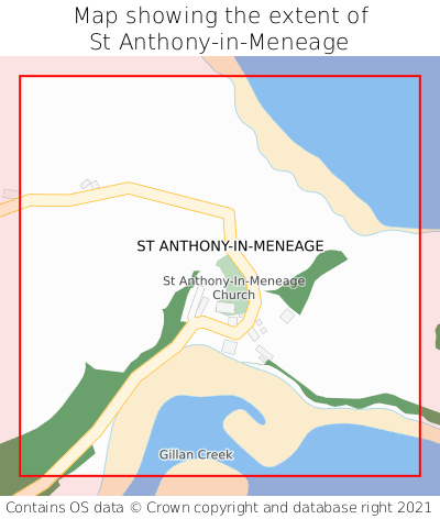 Map showing extent of St Anthony-in-Meneage as bounding box