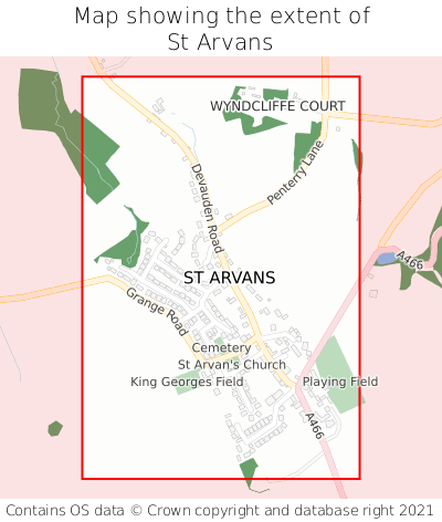 Map showing extent of St Arvans as bounding box