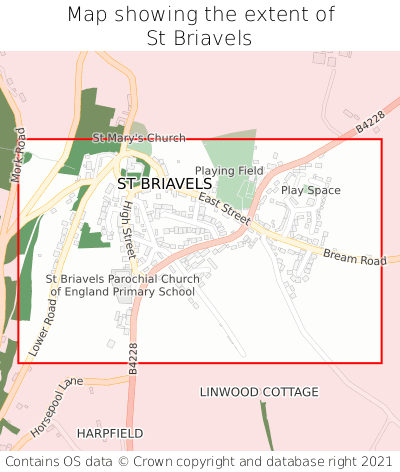 Map showing extent of St Briavels as bounding box