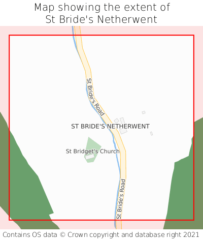 Map showing extent of St Bride's Netherwent as bounding box