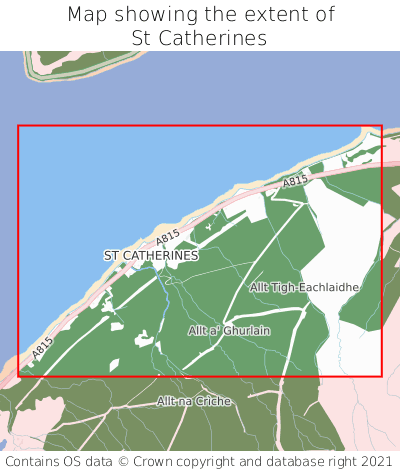 Map showing extent of St Catherines as bounding box