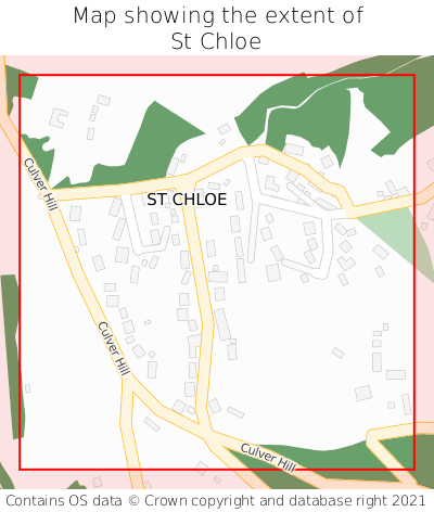 Map showing extent of St Chloe as bounding box