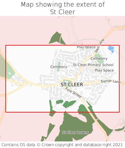 Map showing extent of St Cleer as bounding box