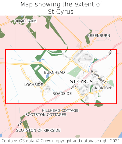 Map showing extent of St Cyrus as bounding box