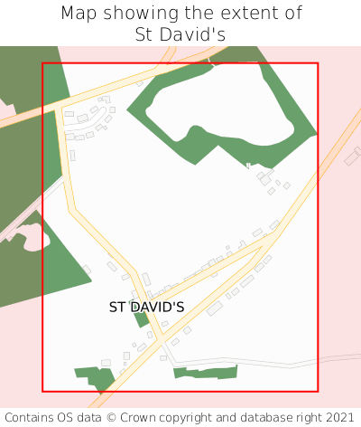 Map showing extent of St David's as bounding box