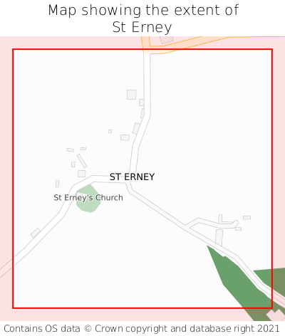 Map showing extent of St Erney as bounding box