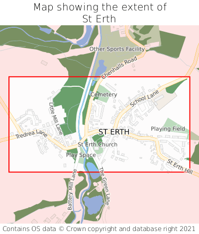 Map showing extent of St Erth as bounding box