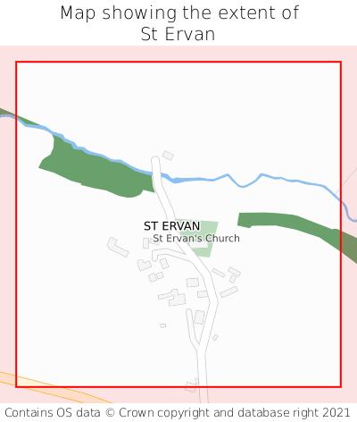 Map showing extent of St Ervan as bounding box