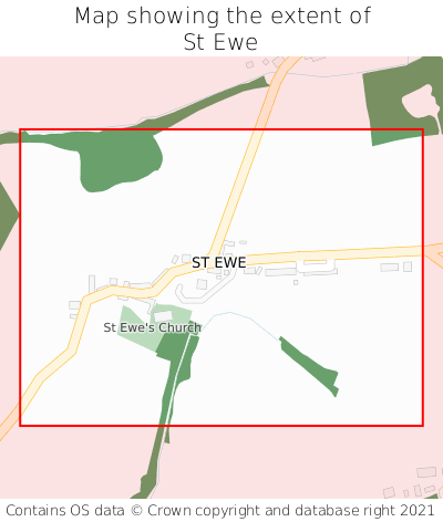 Map showing extent of St Ewe as bounding box