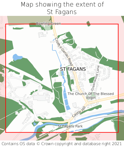 Map showing extent of St Fagans as bounding box