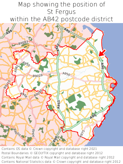 Map showing location of St Fergus within AB42