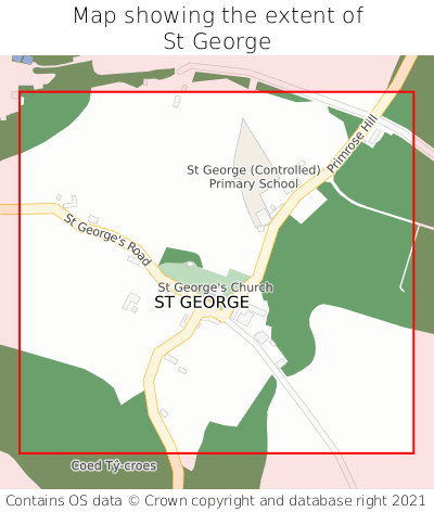 Map showing extent of St George as bounding box