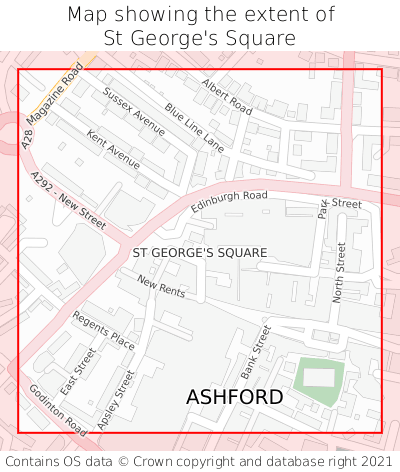 Map showing extent of St George's Square as bounding box
