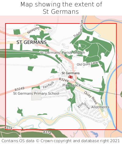 Map showing extent of St Germans as bounding box