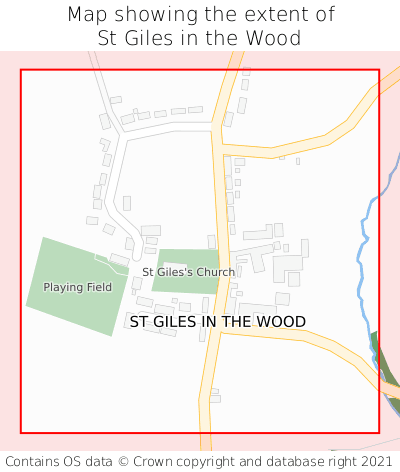 Map showing extent of St Giles in the Wood as bounding box