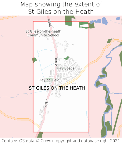 Map showing extent of St Giles on the Heath as bounding box