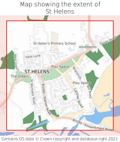 Map showing extent of St Helens as bounding box