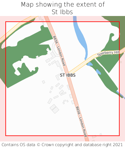 Map showing extent of St Ibbs as bounding box