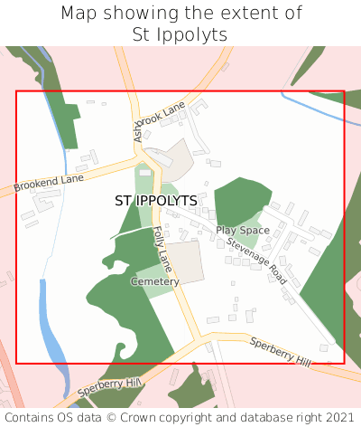 Map showing extent of St Ippolyts as bounding box