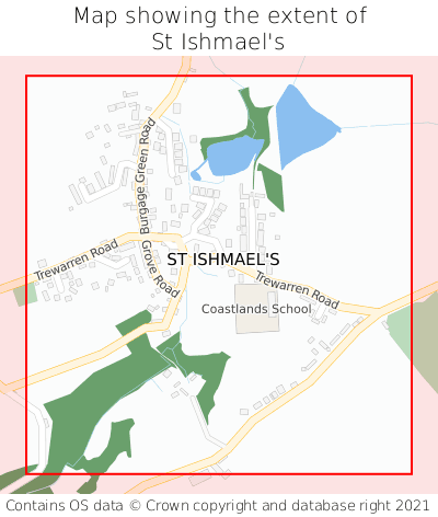 Map showing extent of St Ishmael's as bounding box