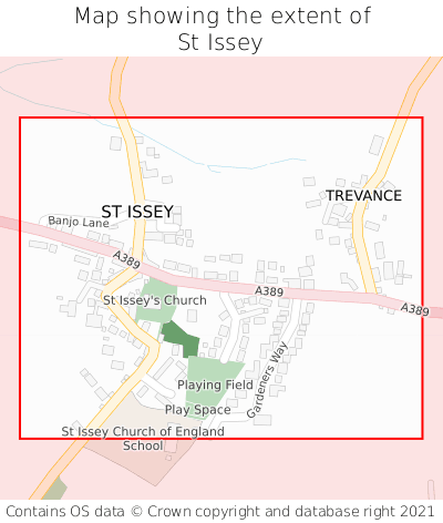 Map showing extent of St Issey as bounding box