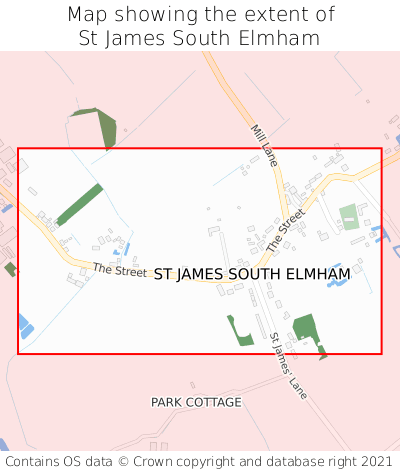 Map showing extent of St James South Elmham as bounding box