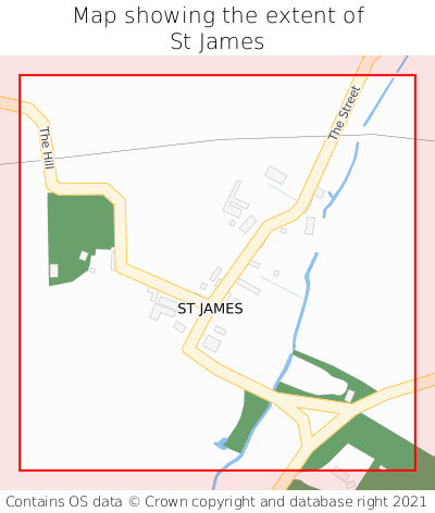 Map showing extent of St James as bounding box